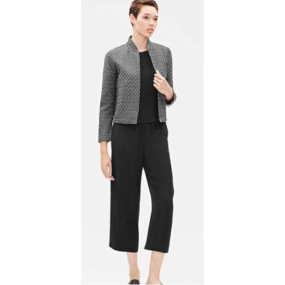 EILEEN FISHER Cotton Blend Jacquard Zip-Up Flight Jacket Petite Large LP $278‎ - Picture 6 of 15